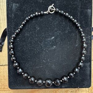 Elegant Black & Sterling Silver Beaded Necklace